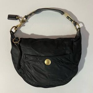 Coach Y2K Hampton Hobo Shoulder Bag Nylon Teal Stitching With Teal Lining